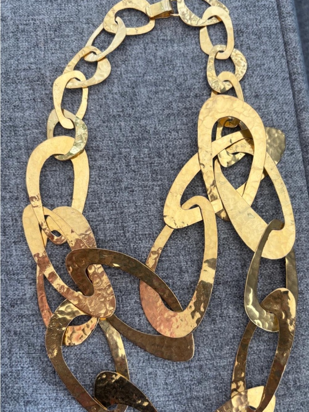 24K gold  plated, bronze .  Lustrous Gold Link Necklace - Picture 4 of 4